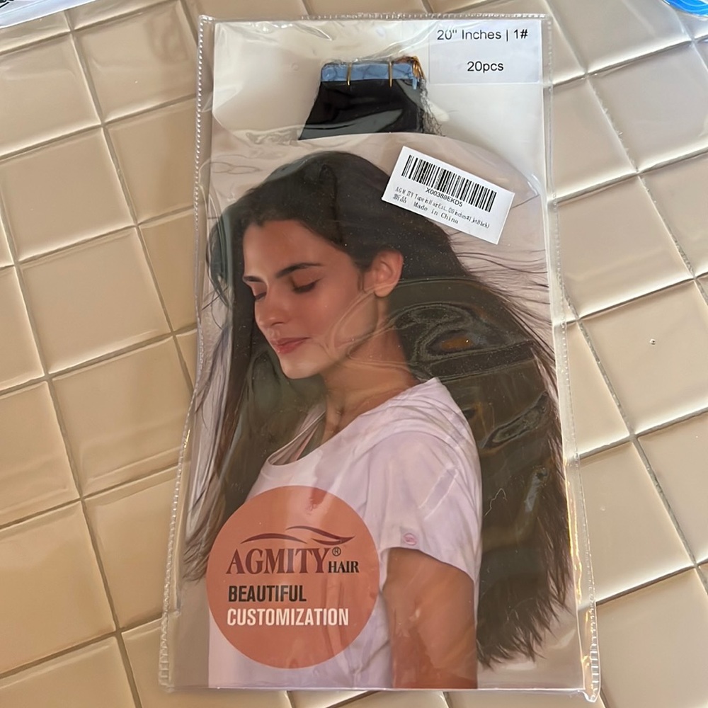 20 pc 20” human hair tape in extensions, jet black